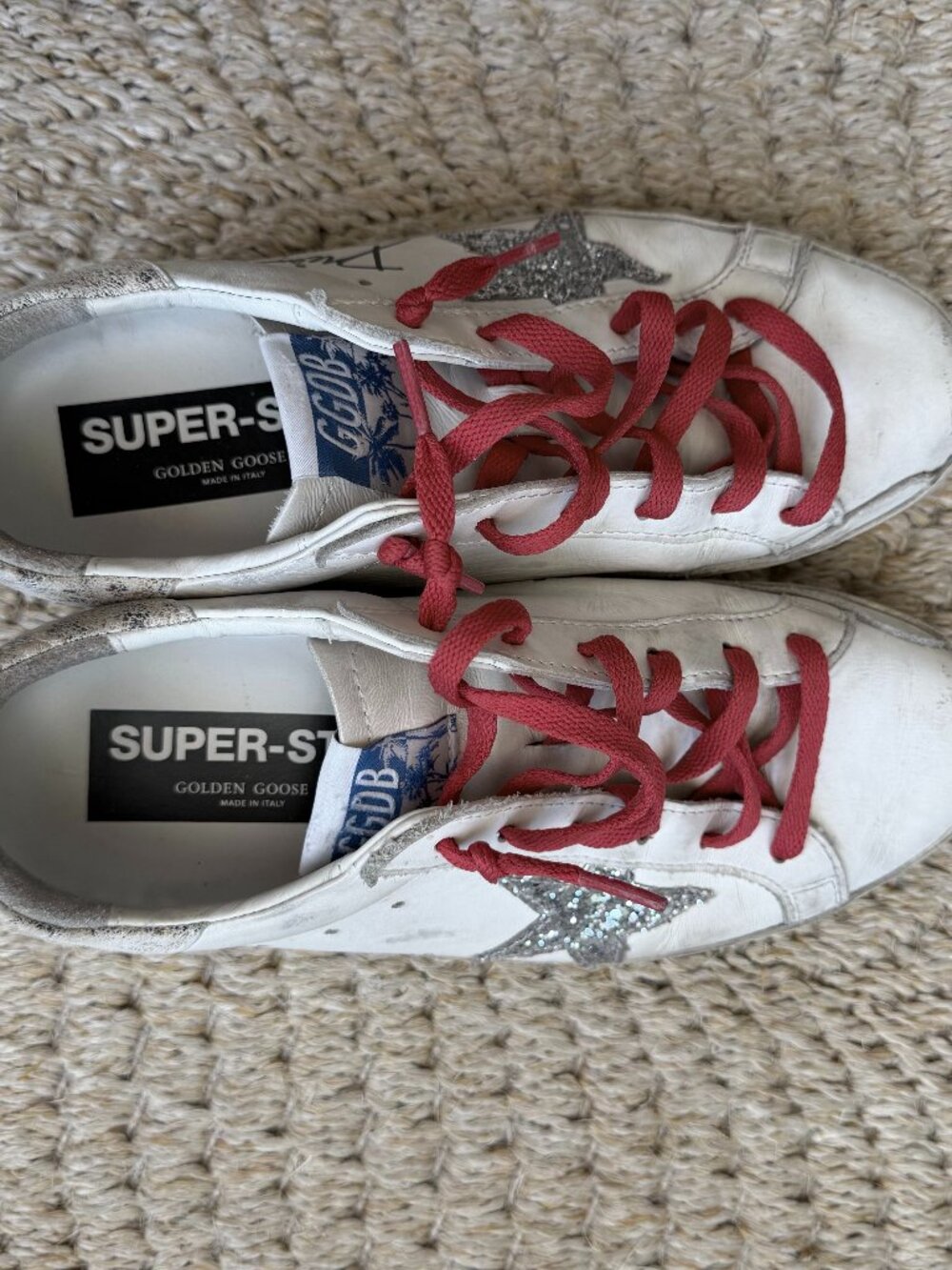 Golden Goose Superstar White Silver Glitter Sneakers EU 38